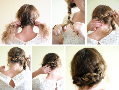 низкий пучок из двух французских кос низкий пучок из двух французских кос